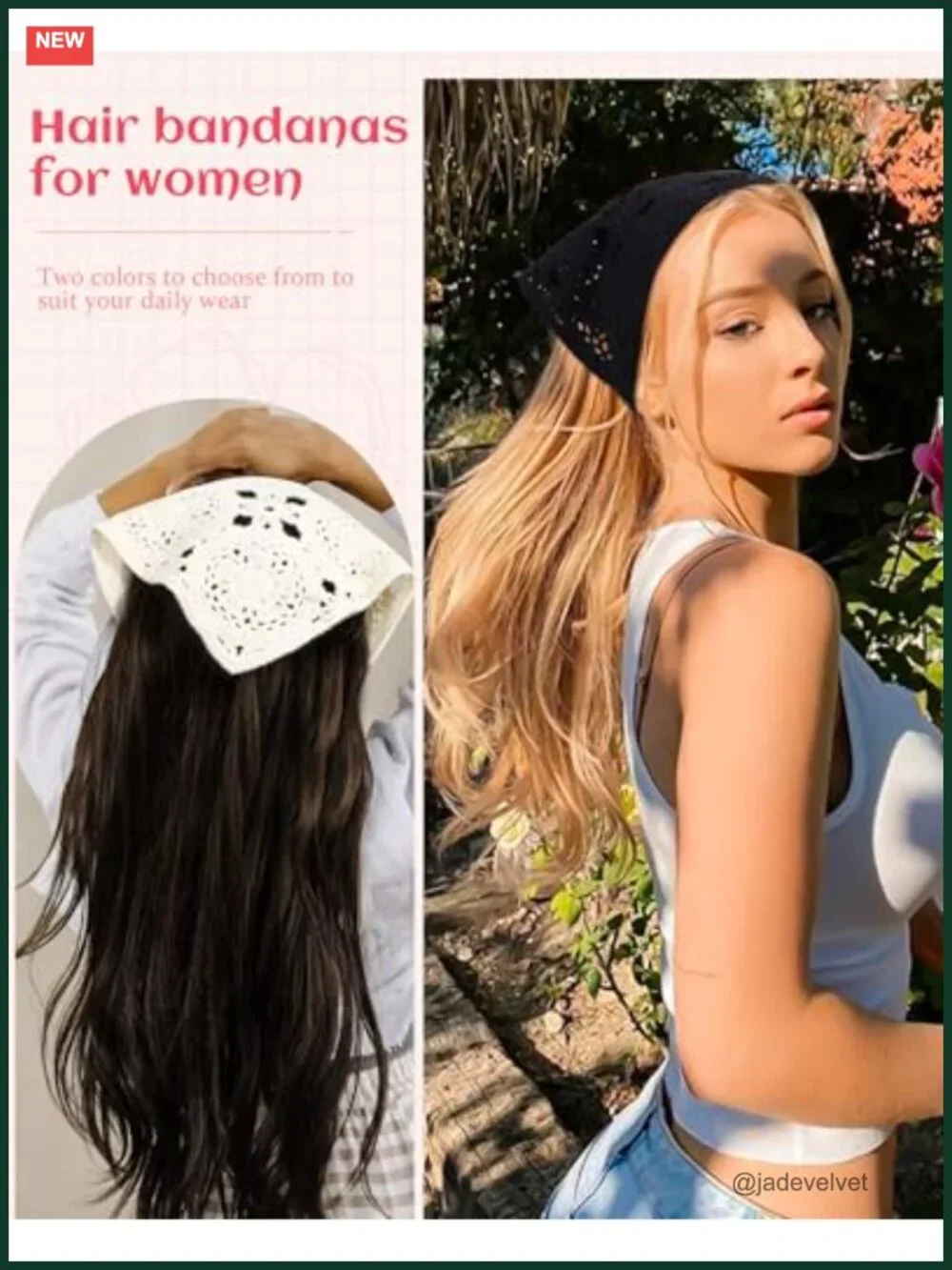 2 Pcs Crochet Hair Bandanas Headscarf for Women Boho Hair Scarf